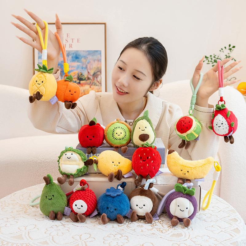 Portachiavi Peluche Varie Frutta Bambole Frutta Carine Mirtillo Pitaya Anguria Mangostano Kawaii Decorazione Borsa Regalo Per Ragazza
