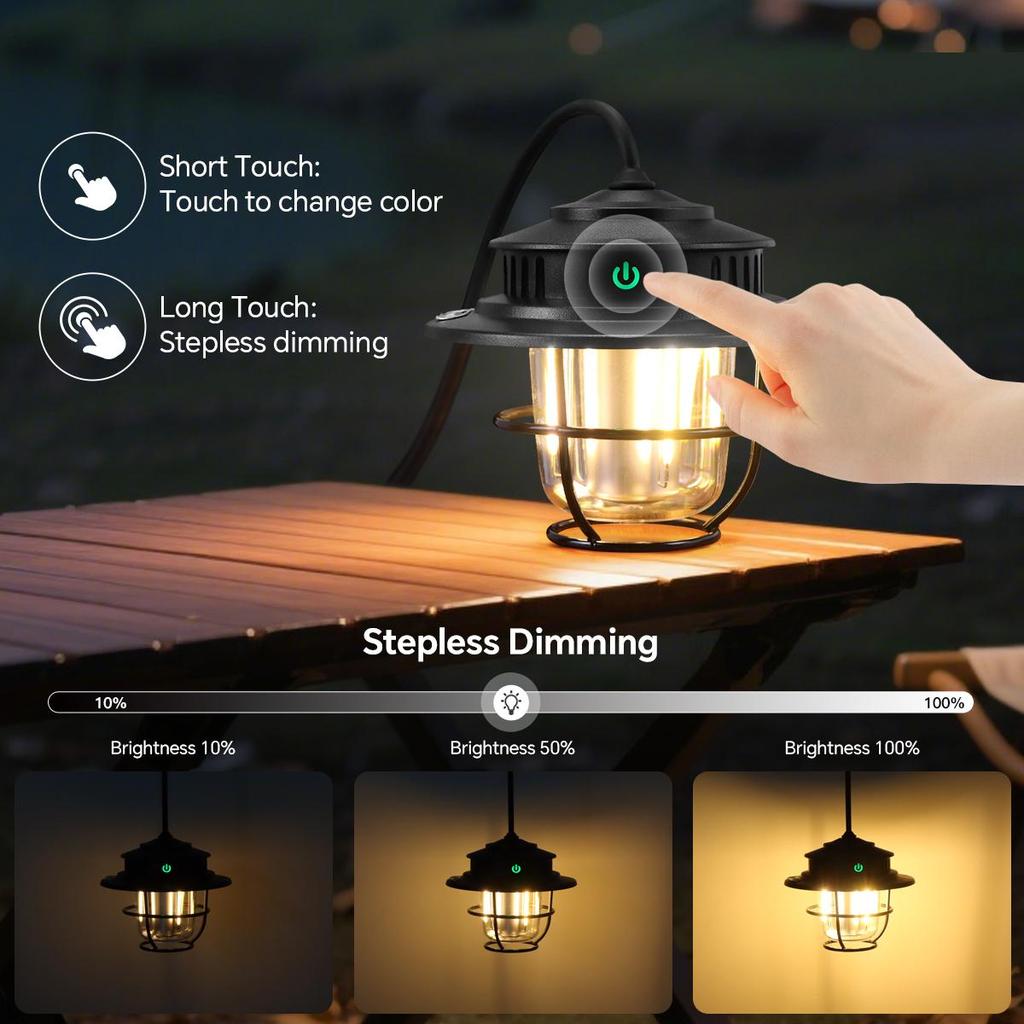 Outdoor Portable Camping Light Waterproof IPX4 USB LED Rechargeable Hanging Tent Light For Outdoor Hiking Night Lamp