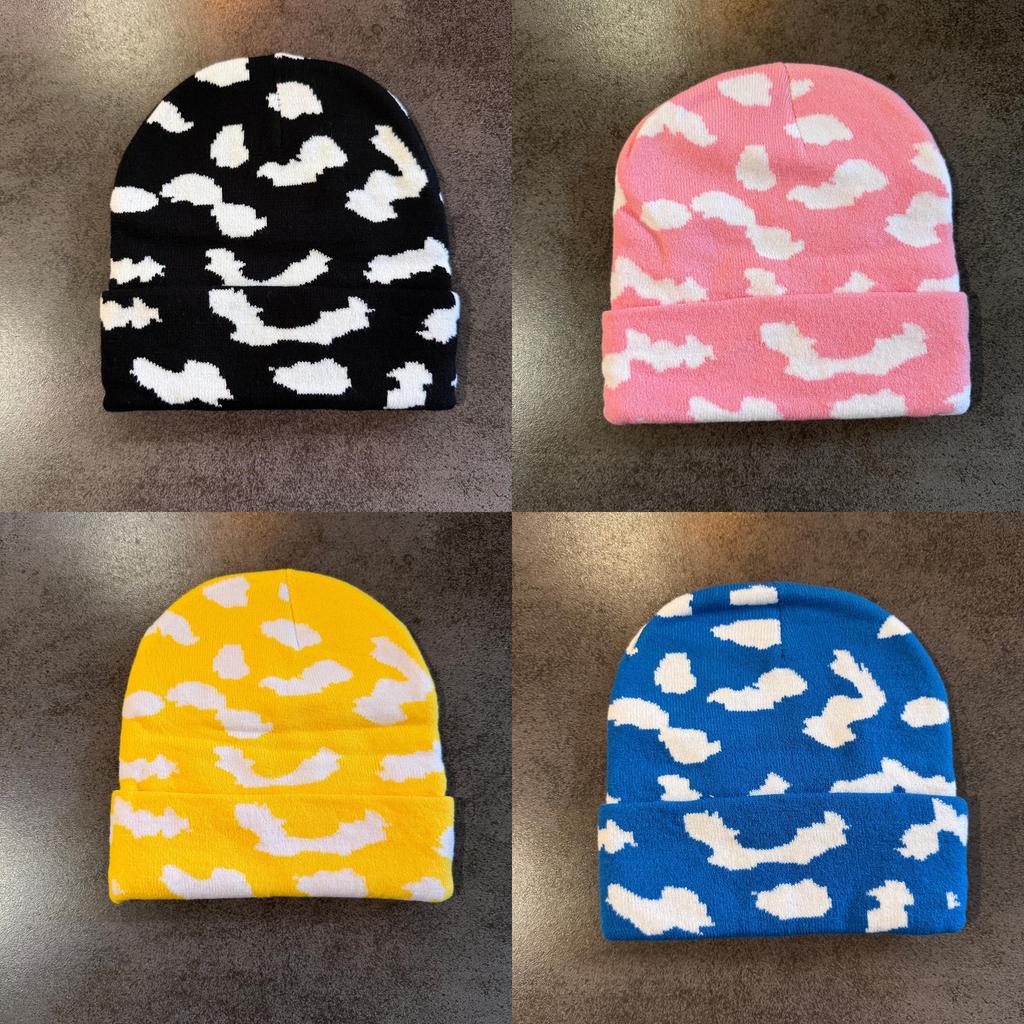 Cloud Print Knit Beanie With Warmth For Winter Outdoor Men Women