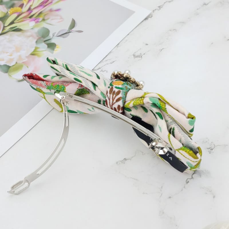 MAIA Rose Jacquard Ribbon Pin Large - Ivory