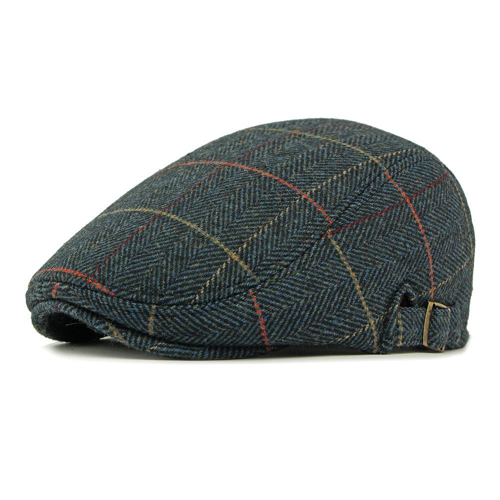 Autumn Winter Velvet Warm Peaked Cap Men's Wool Beret British Vintage Middle-Aged and Elderly Forward Cap