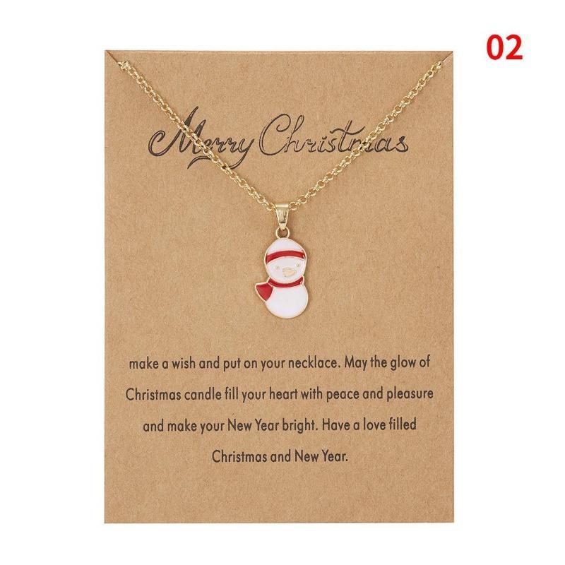 Charm Christmas Necklace for Women Men Merry Christmas Snowman Santa Claus Pendant Link Chain Necklace Xmas Jewelry Gifts