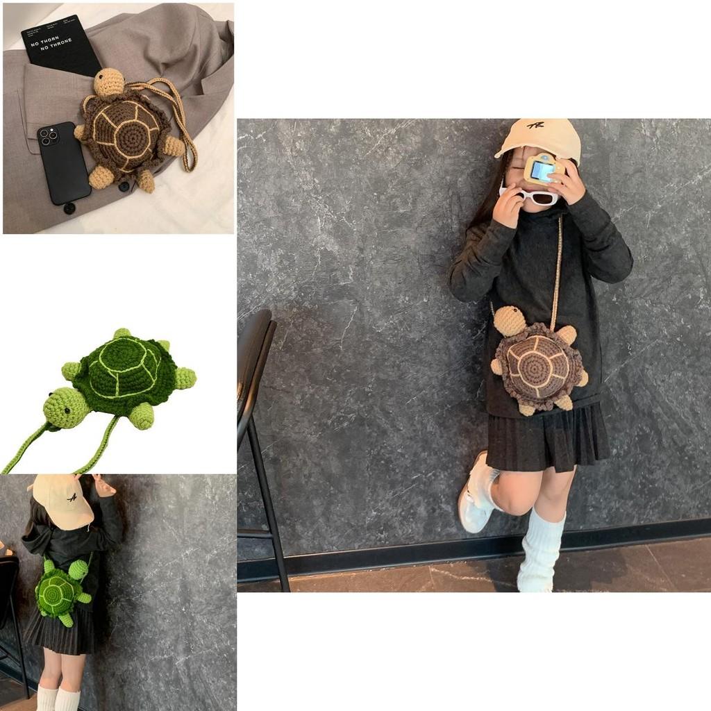 Bolsa Transversal de Crochê Adorável de Tartaruga Desenho Animado Para Crianças Perfeita Para Uso Diário