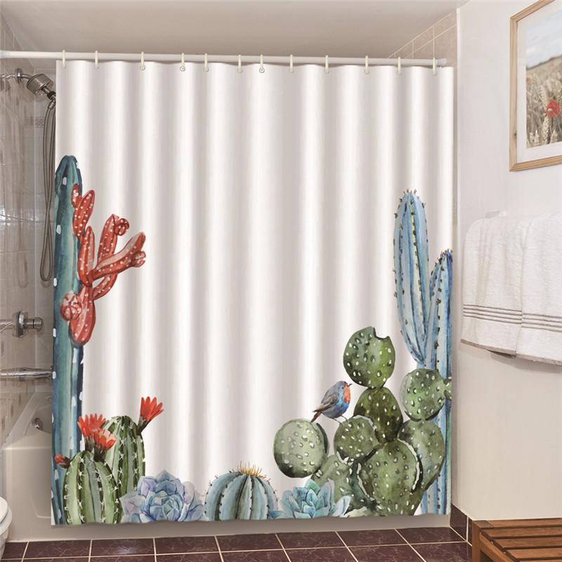 Shower Curtains Green Tropical Plants Bathroom Polyester Waterproof Shower Curtain Leaves Printing Curtains For Bathroom Shower