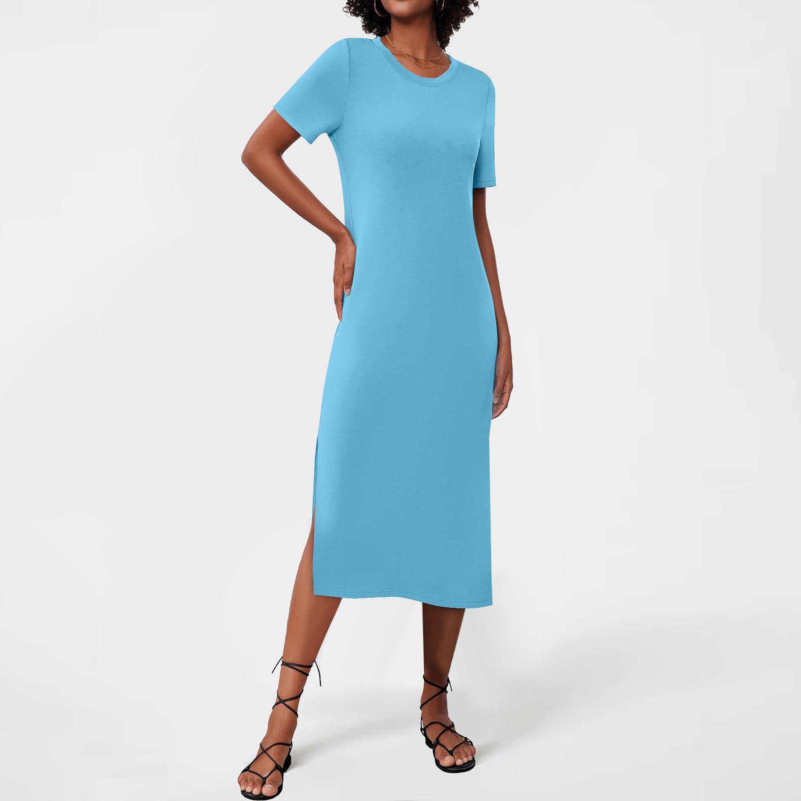 Женские струящиеся платья Женские летние платья Повседневные длинные платья с круглым — фото 8