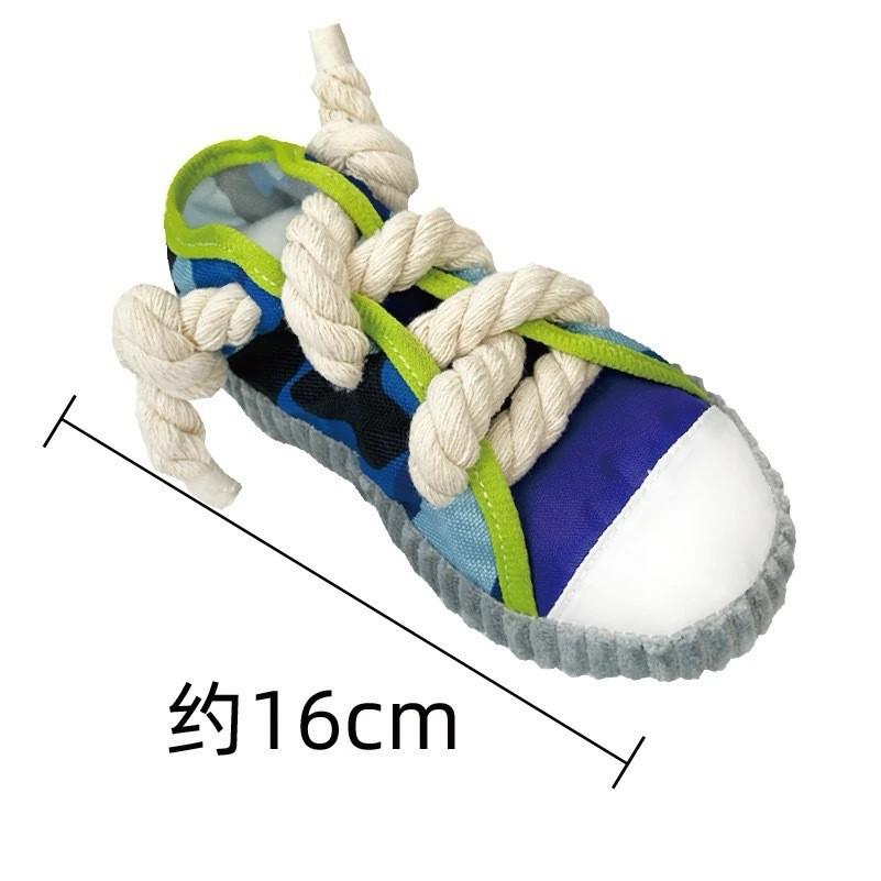 

Cotton rope knotted dog toy canvas shoe design teeth grinding and cleaning pet toy to relieve boredom серый