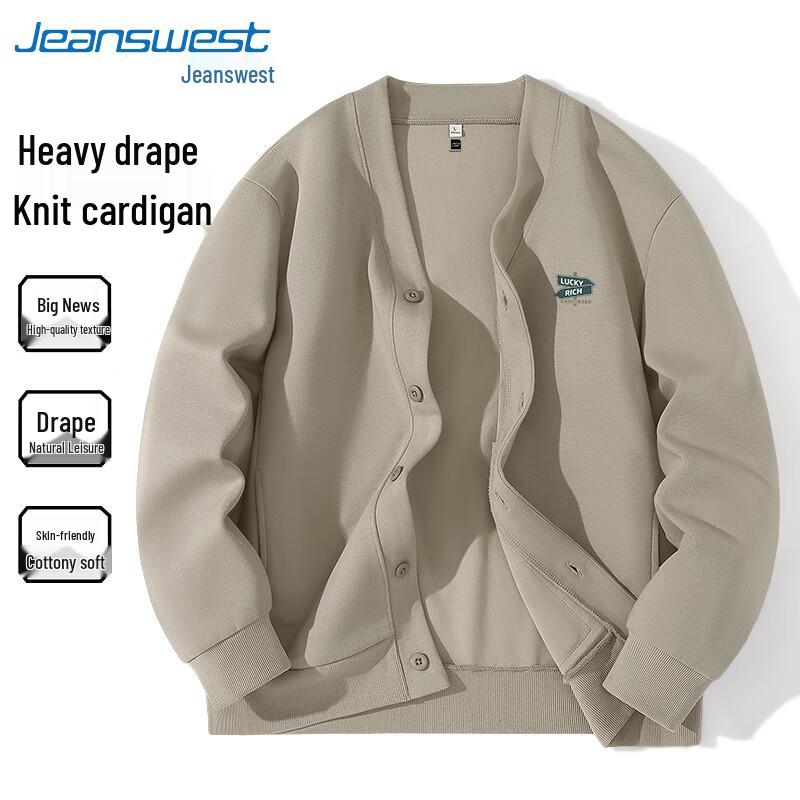 Jeanswest Herren V-Ausschnitt Knopf Strickjacke Jacke