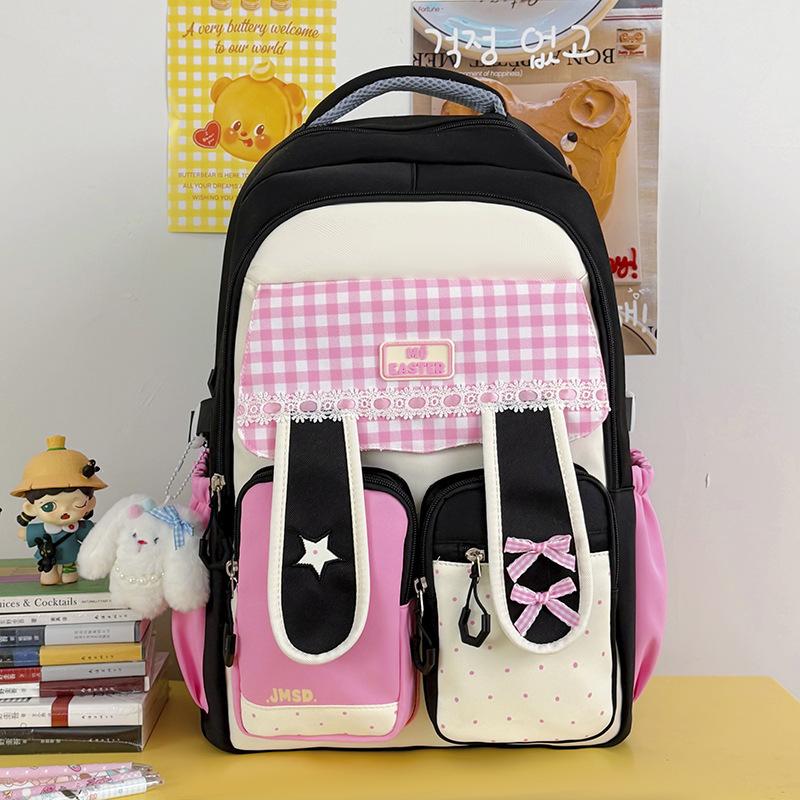 Schoolbag High Value Bow Rabbit Ear Design Student Dopamine Sweet Girl Heart Large Capacity Campus Backpack
