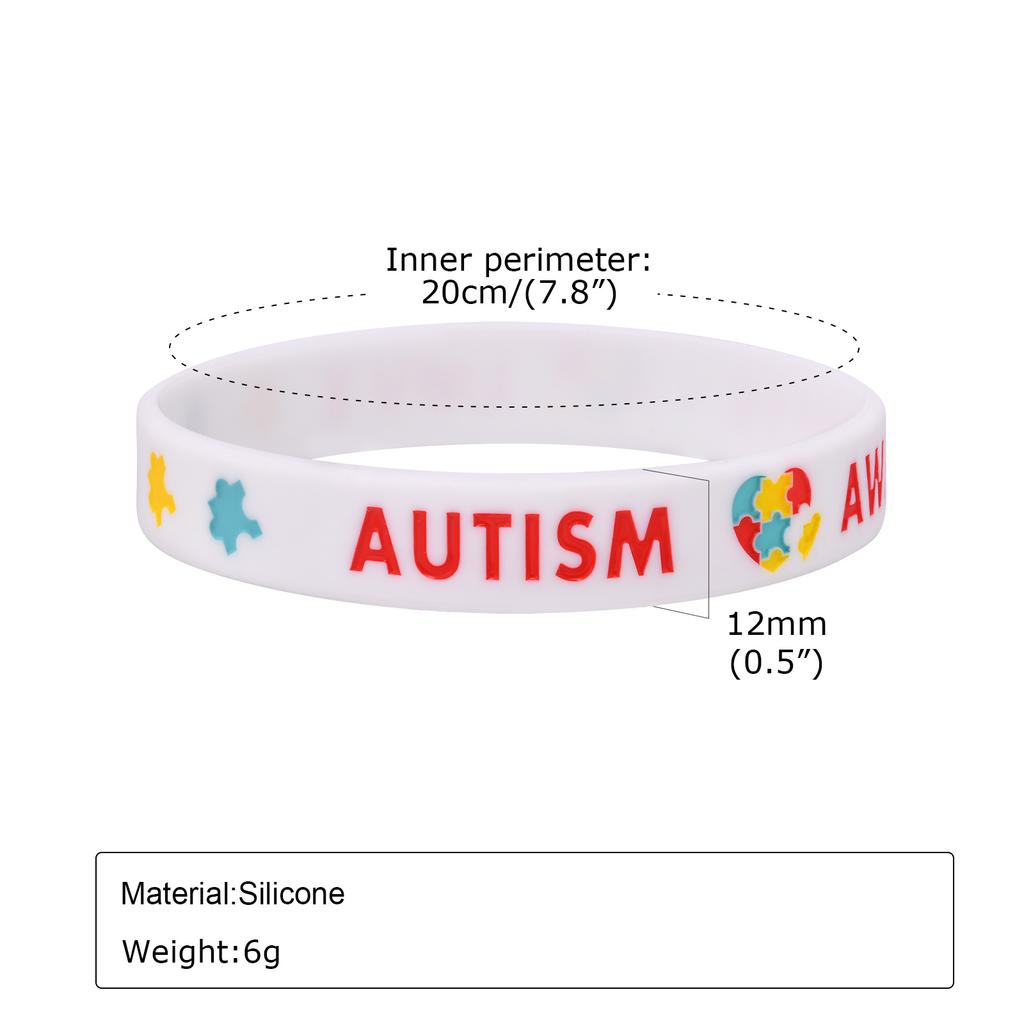 Autism Silicone Bracelets for Men Women, 12mm Soft Rubber Silicone Love Puzzle Autism Awareness Wristband,Sports Bangle