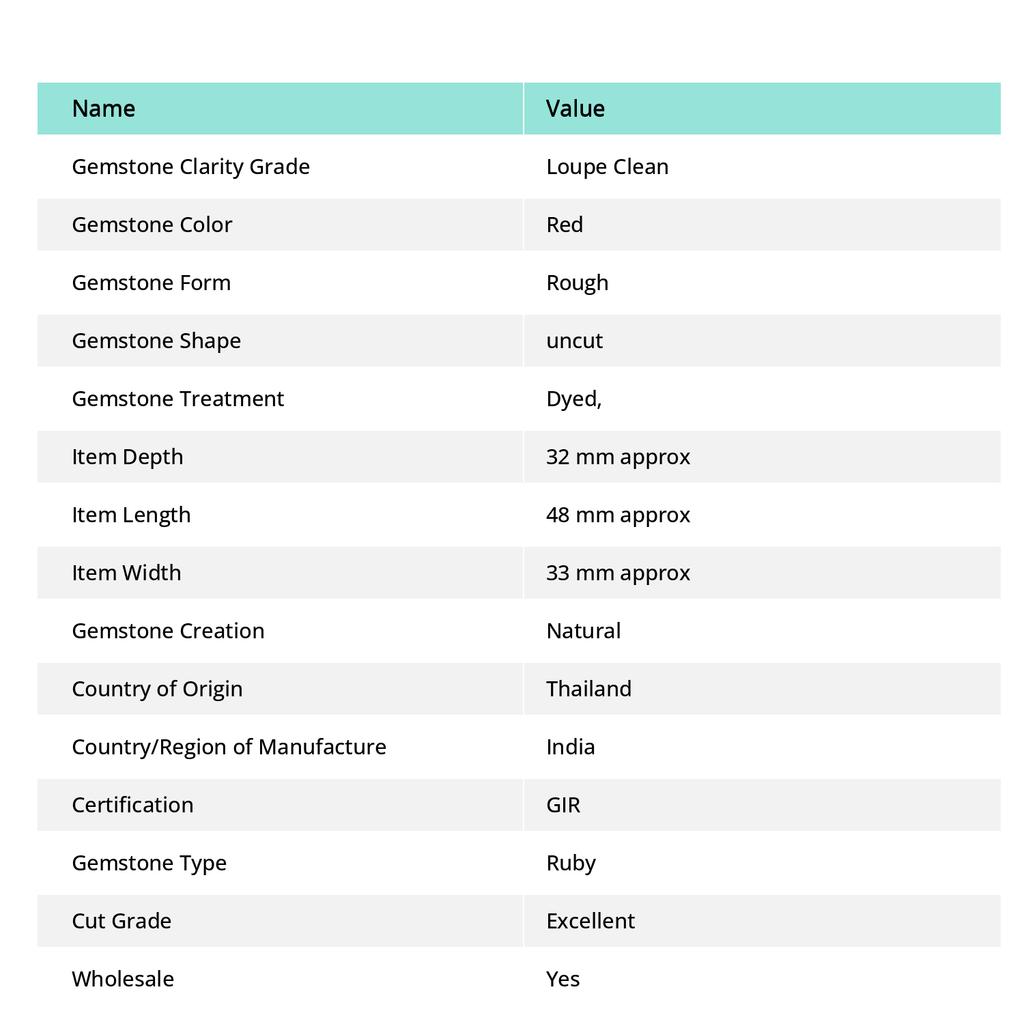 Natural 43 Ct Genuine Red Ruby Rough CERTIFIED Uncut Loose Gemstone