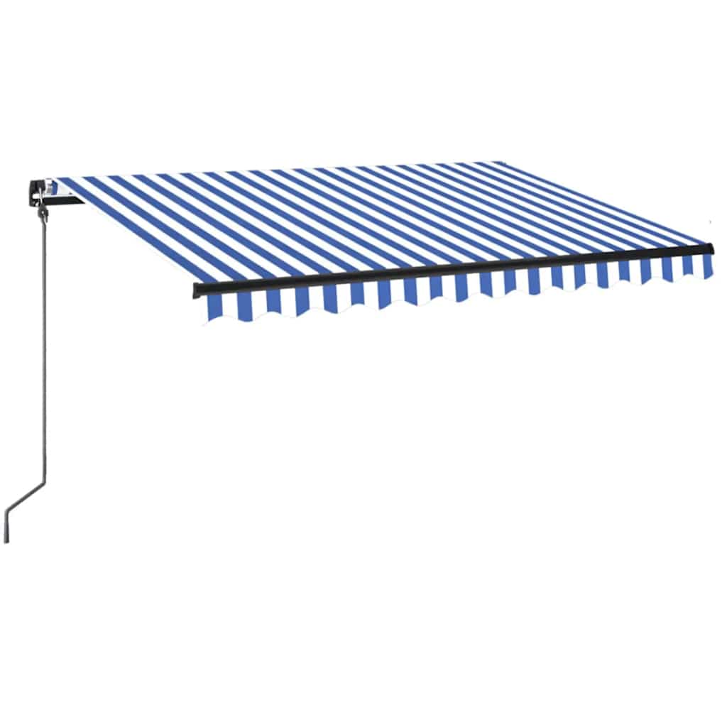Manual Retractable Awning with LED Lights 350 X 250 Cm Blue and White