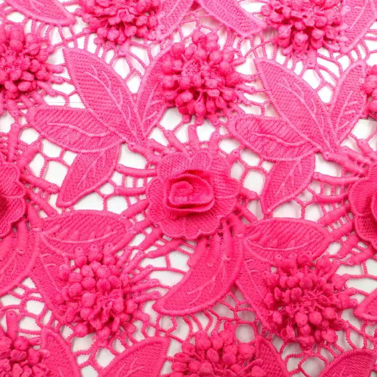 Water-soluble lace fabric, milk silk embroidery full width, three-dimensional hollow embroidery cloth, heavy industry multi-layer decal, rose red
