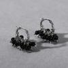 Fashion Trend Light Luxury Copper Platinum Plated Black Agate Beads Pendant Zircon Ear Buckle Temperament Earrings