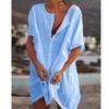 Camisa de Moda Europea y Americana para Mujer Multicolor, Multitalla de Longitud Media Holgada de Color Sólido Manga Corta
