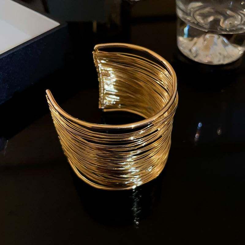 Niche Style Multi-Layer Iron Wire Bracelet Sexy Cold Wind Opening Bracelet-Gold