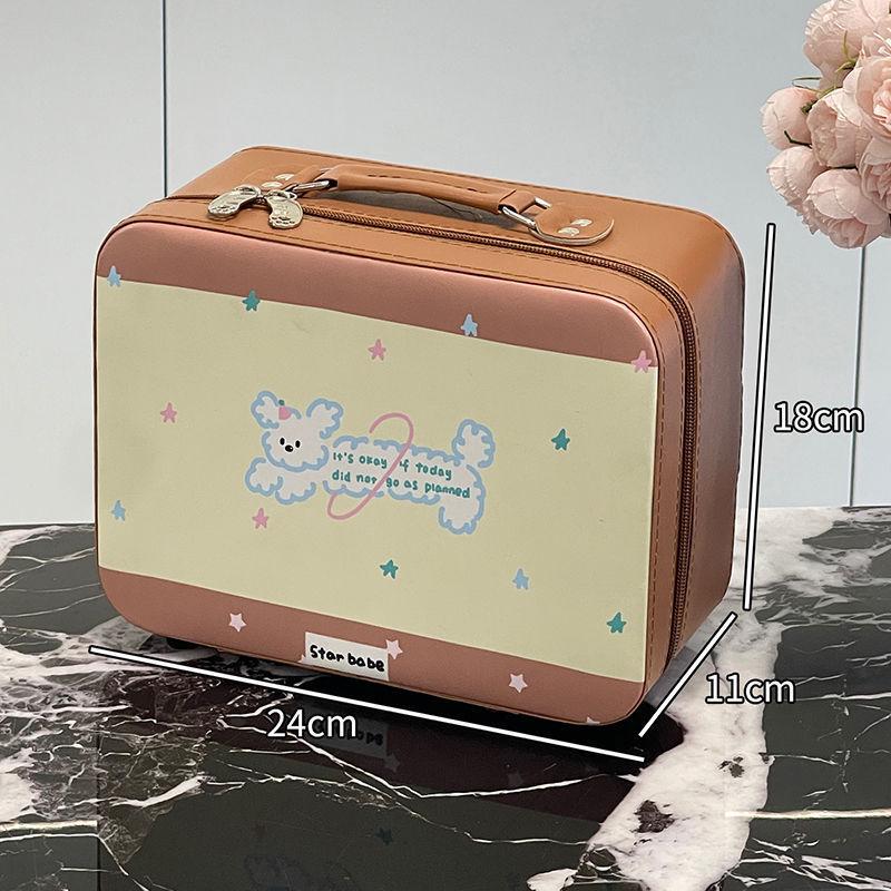 Large Capacity Cute Handbag Makeup Case with Mirror - Portable Travel Cosmetics Bag