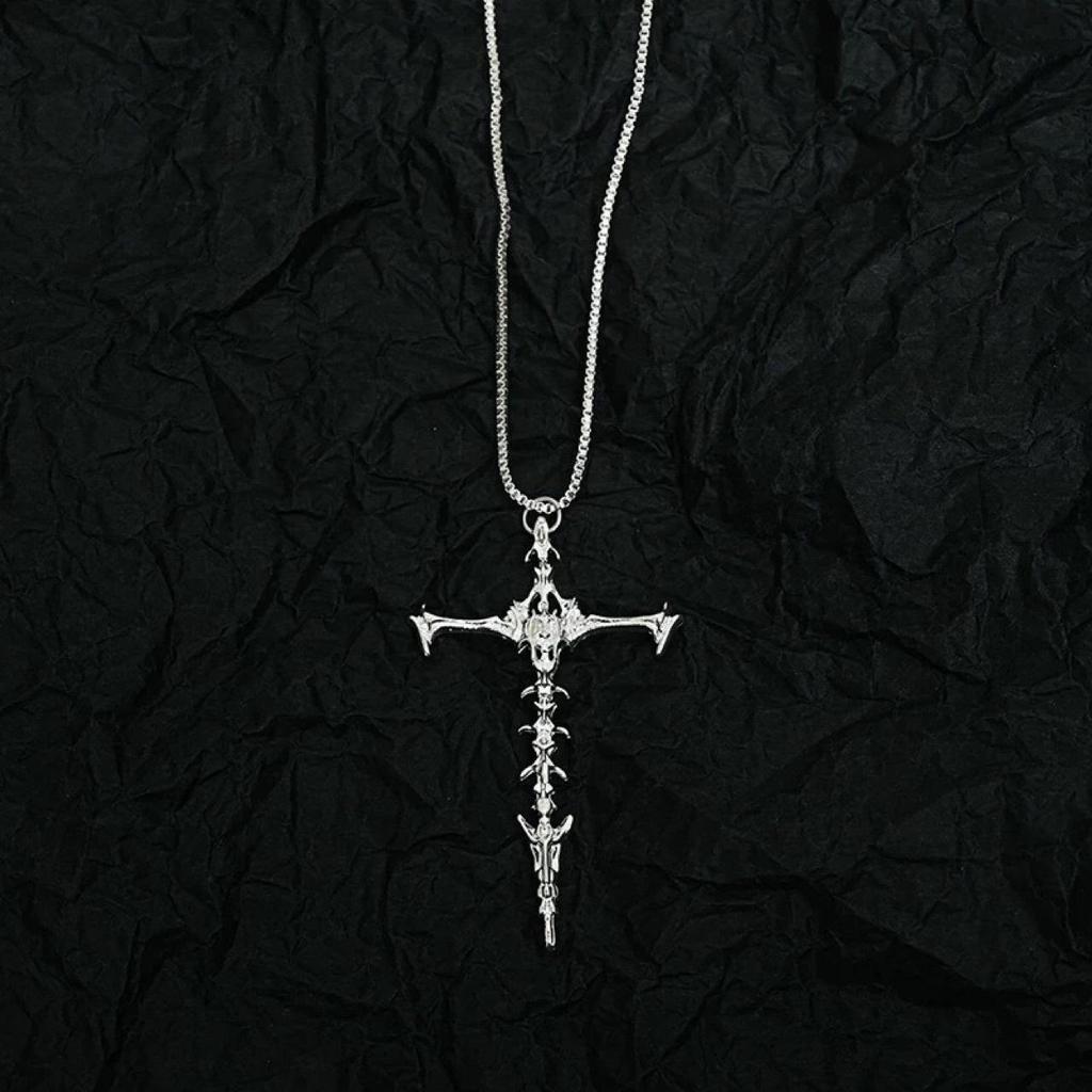 Original Skull Cross Necklace Pendant for Women and Men - Dark Style Trendy Accessory