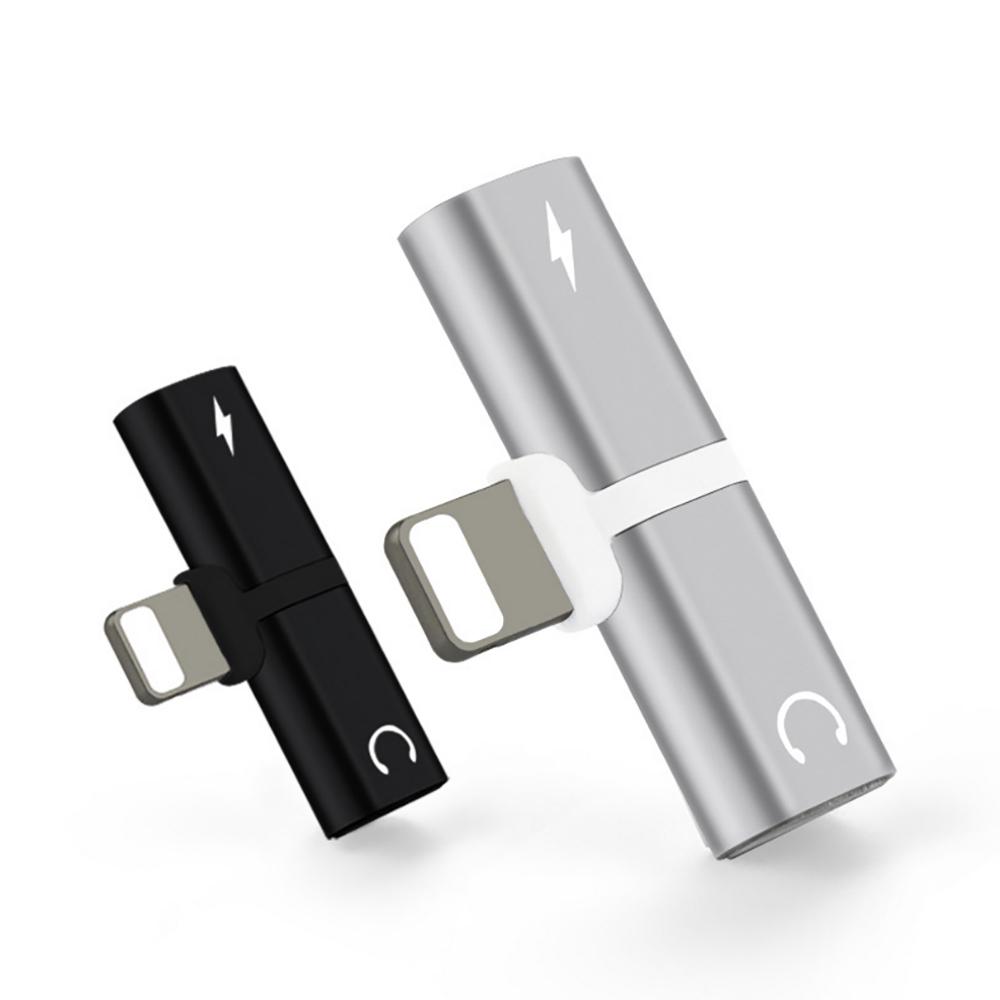 Mini Lightning Splitter Adapter Audio AUX Konverter Adapter mit zwei Lightning-Anschlüssen Kopfhöreranschluss Ladeanschluss für iPhone 7 Plus 8 Plus X
