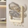 Kitchen Wall Mount Pot Lid Rack With Multilayer Storage For Home Cooking