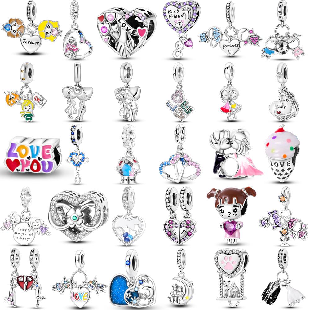 

Посеребренные Валентина Любовь Пара Дружба Сестры Шармы Бусины Подходит Оригинальный Браслет DIY Изготовление Ювелирных Изделий Подарок