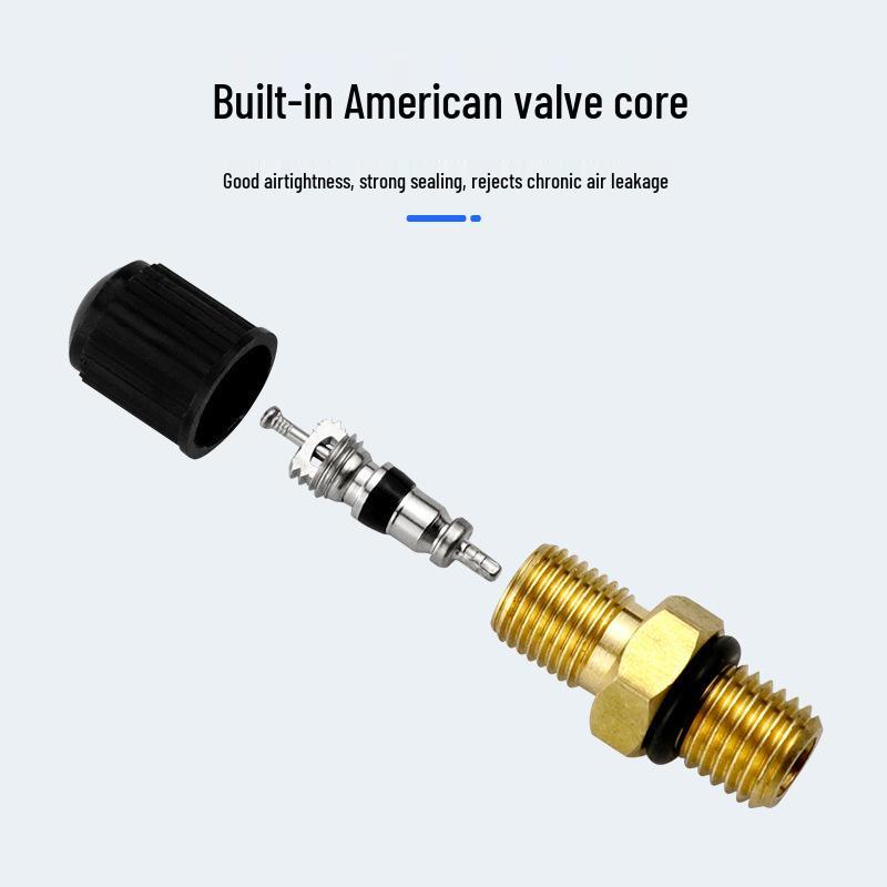 M8*1 Copper Tire Valve Stem with Built-in American Valve Core for Car, Motorcycle, Bicycle