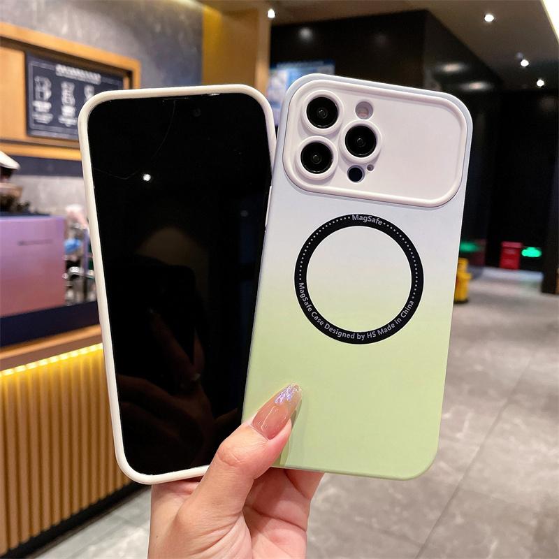 Luxury Gradient Large Window Magnetic Phone Case For iPhone 14 13 12 11 Pro Max Shockproof Cover For iPhone 14 13 12 11