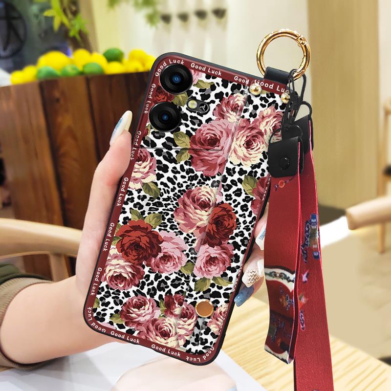 Kickstand Anti-knock Phone Case For Tecno Pova Neo3/LH6N Fashion Shockproof Lanyard Back Cover Soft case Chinese style