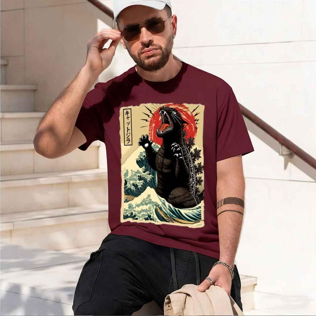 Zilla T Shirt Great Wave Funny Tshirt For Unisex Unisex Japanese Tshirt D Tshirts One Stret Casual Tee 2026 New Model Shortsleeve