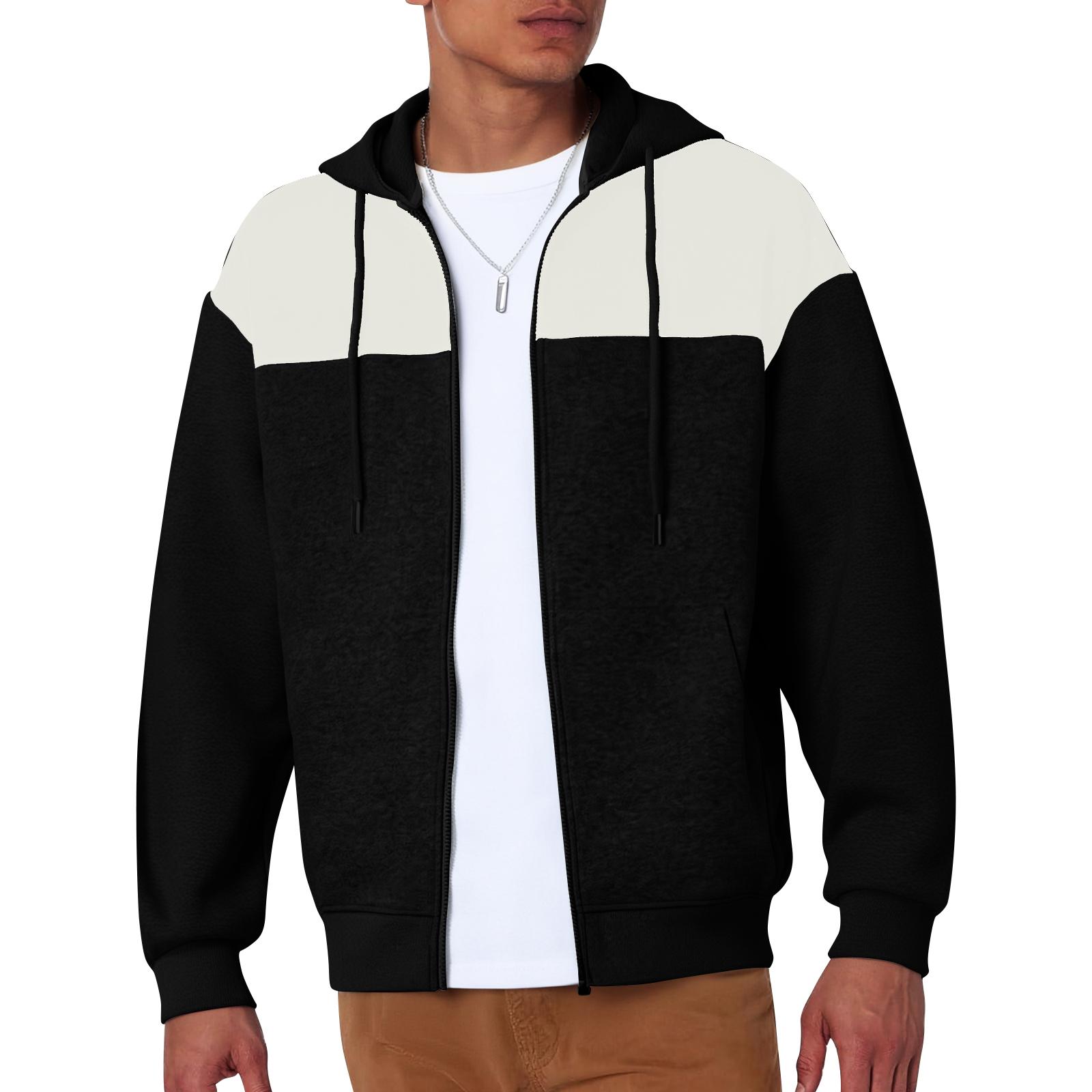 

Men s Casual Zipper Contrasting Long Sleeved Jacket XL