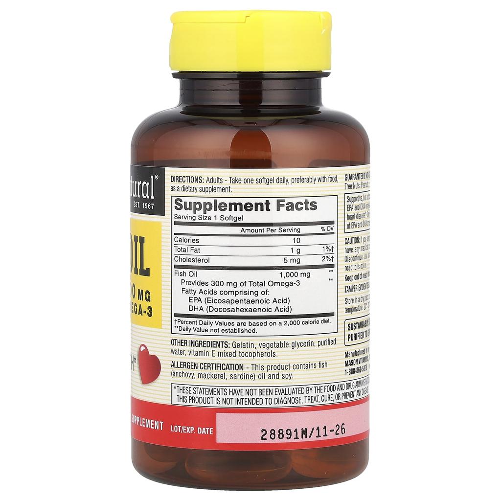 Fish Oil, 1,000Mg, 60 Softgels