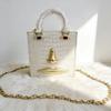 2026 Face Handbag Female Fashion Silver Lacquer Leather Small Square Bag