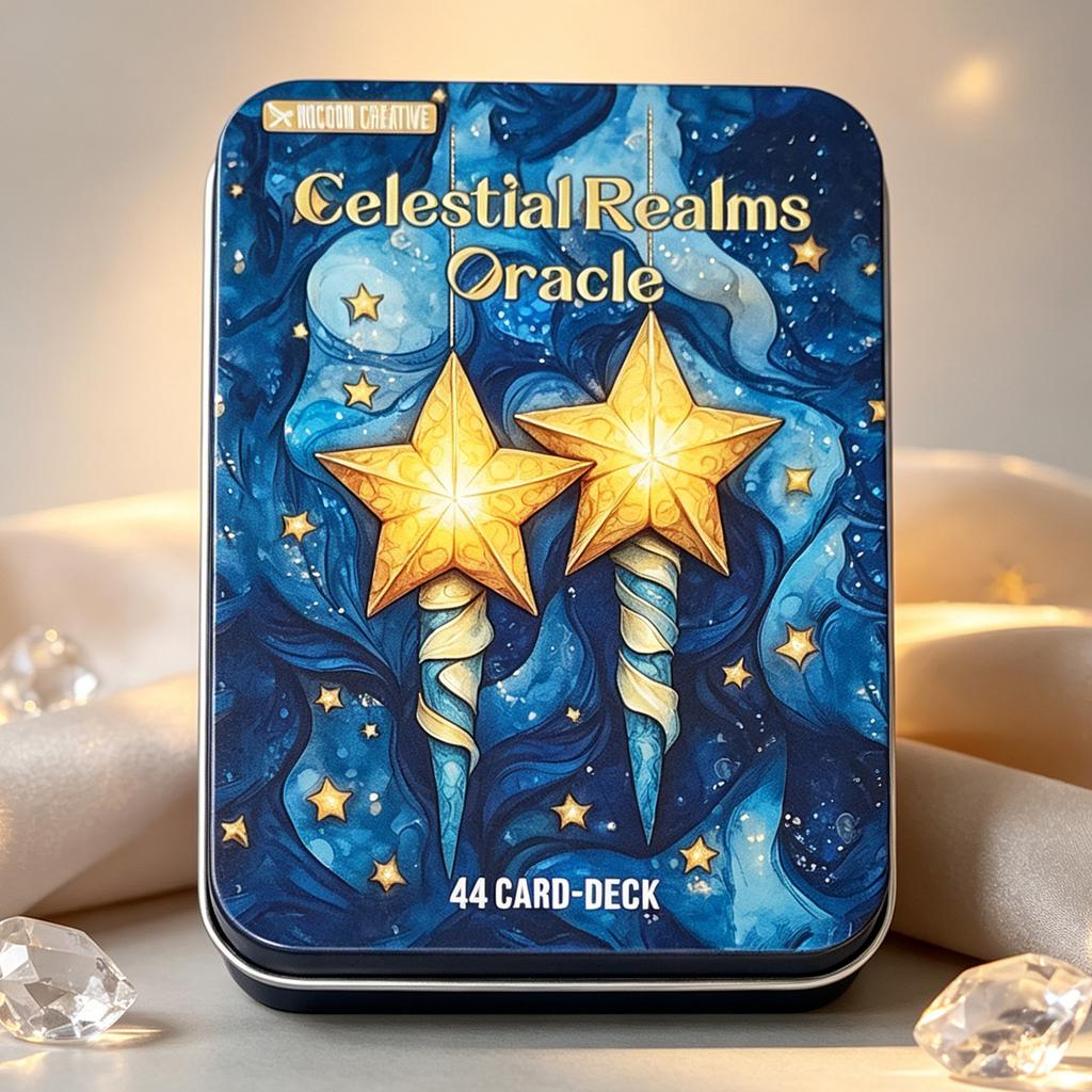 Celestial Realms Oracle Deck | 11.5*8cm 44 Cards with Guidebook in Metal Tin Box, Cosmic Celestial Themed Oracle Cards