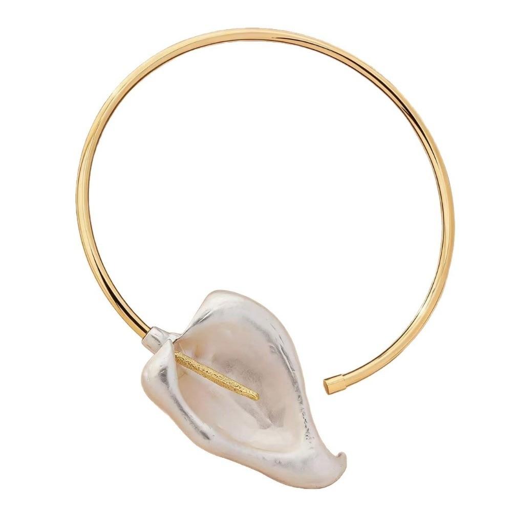 3D Floral Open Choker Necklace Gold Color Statement Choker New Clavicle Chain Jewelry