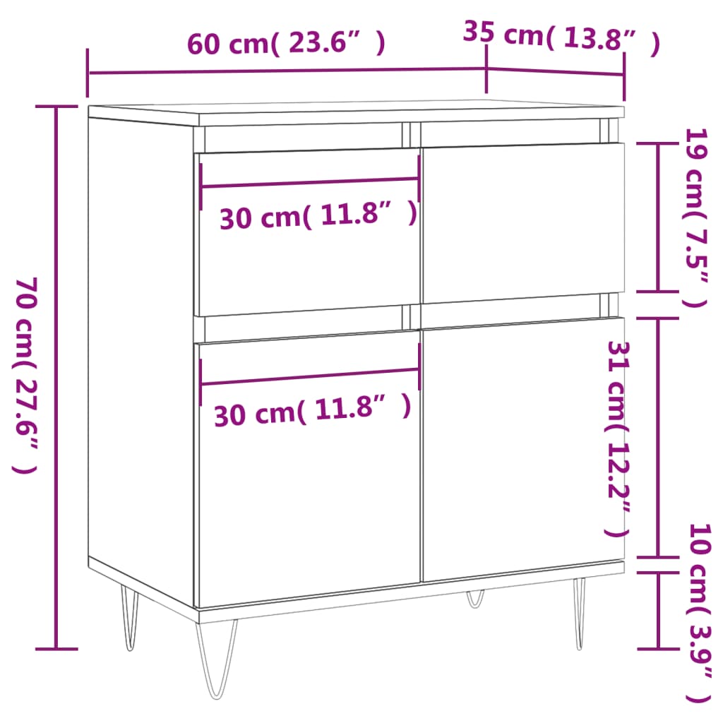 Sideboard Sonoma Oak 60x35x70 cm Particleboard
