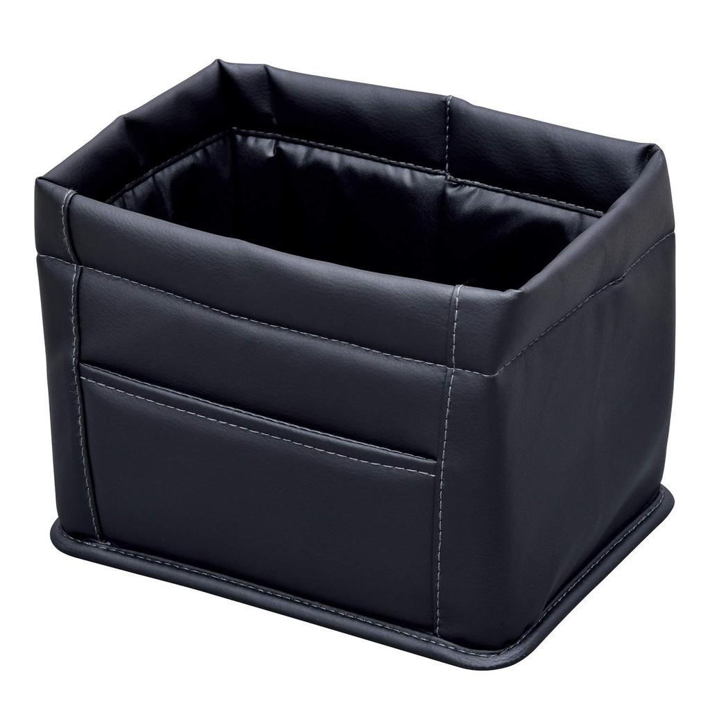 SEIWA Car Interior Accessories Trash Genuine Leather Premium Genuine Leather with Weight Can, Series, Dustbin, Black, Look, WA63,