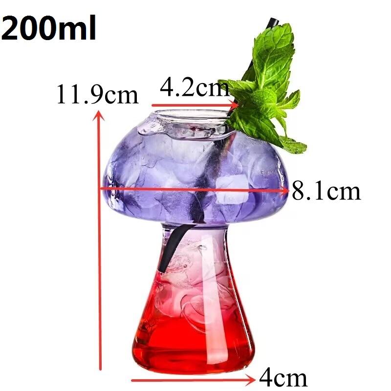 Mushroom Cocktail Glass Cup with Straw For Drinks Beer Creative Clear Wine Glasses Coffee Cups Drinkware Cocktail Tool