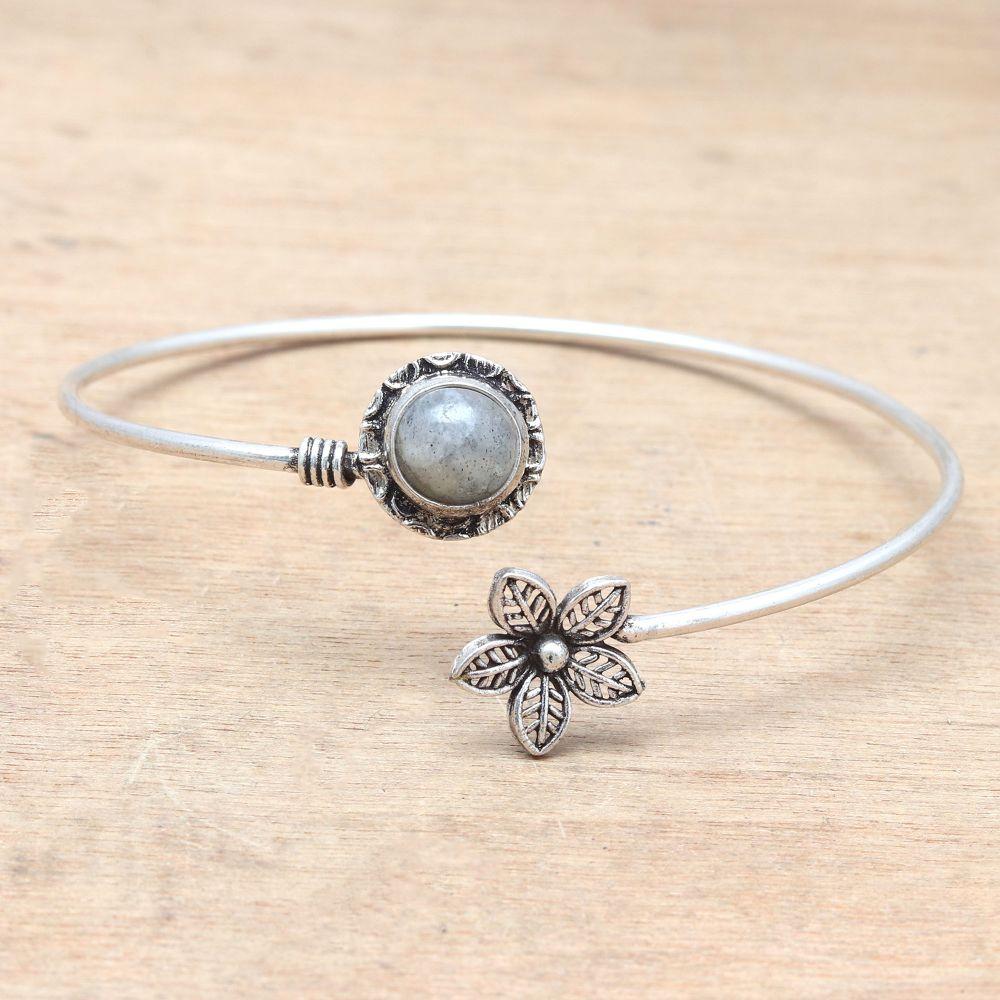 Labradorite Gemstone Handmade Silver Jewelry Cuff Bracelets 7''Adjustable
