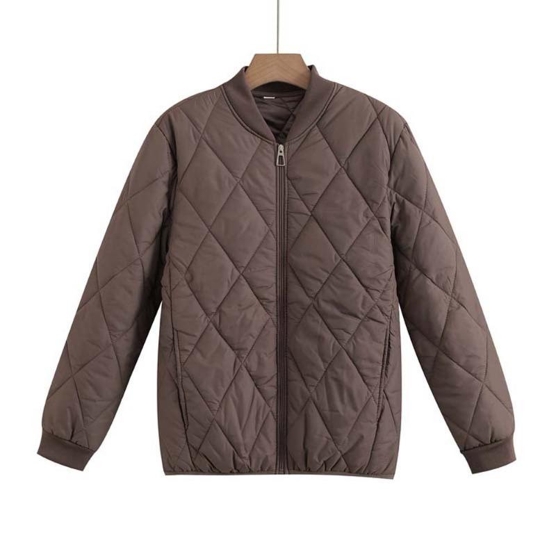 New Down Cotton-padded Jacket Women's Short Baseball Jersey Autumn and Winter New Small Light Thin Cotton-padded Jacket Women's Classic Diamond