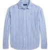 Polo Striped Logo Pattern Embroidered Button-Down Long Sleeve Shirt Kids Shirts Blue 313934722001