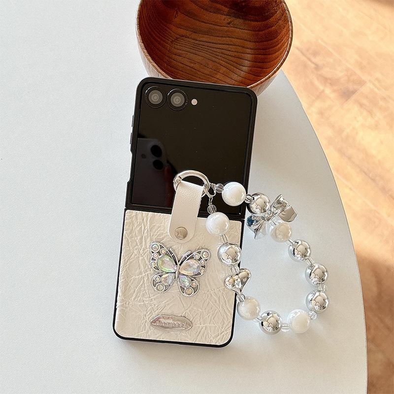 Rhinestone Butterfly Mobile Phone Case for Samsung Zflip6 Flip Folding for Huawei Pocket2 Bow Tie Love Chain