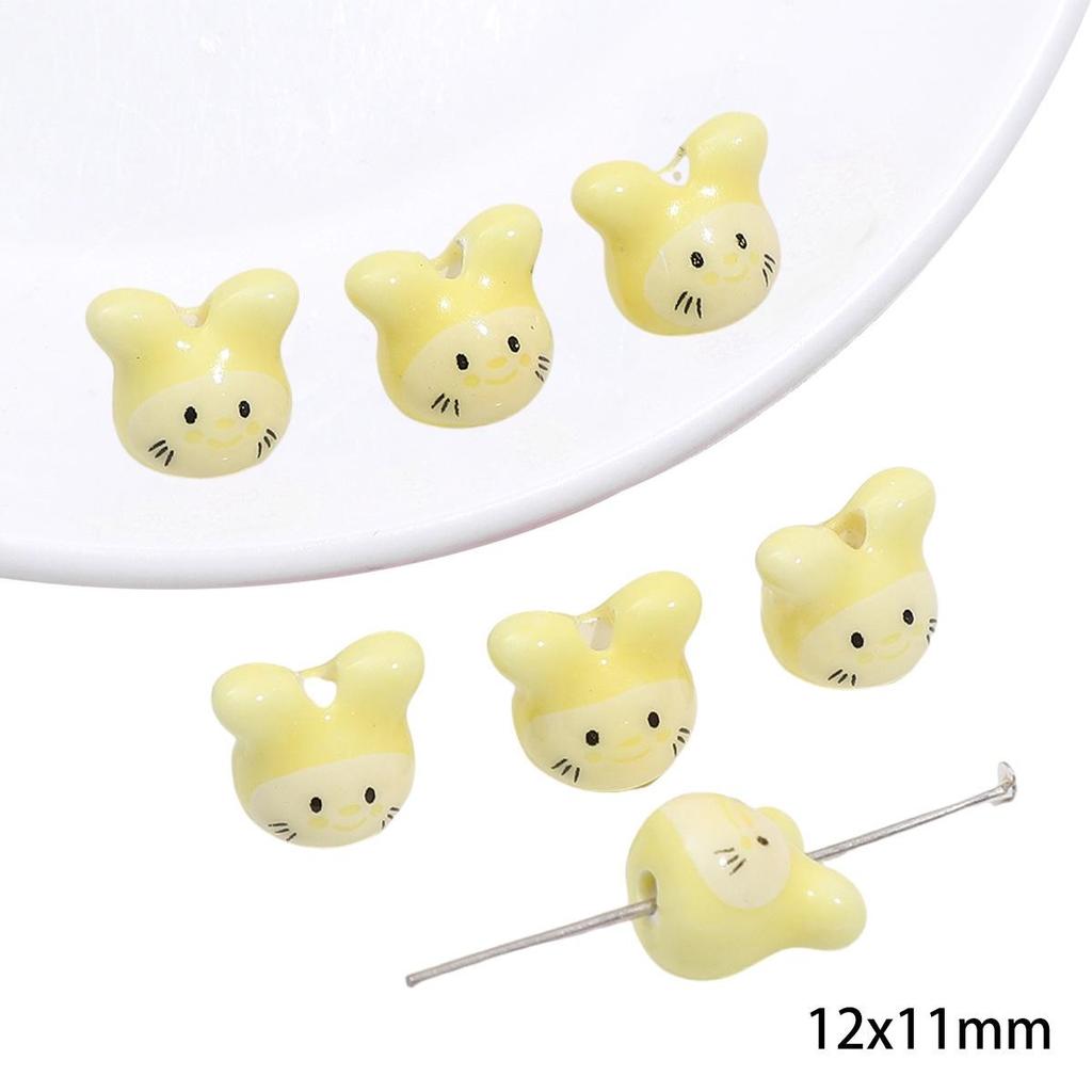 Yellow Hand-Painted Ceramic Cartoon Beads for DIY Bracelets, Necklaces, and Phone Chains