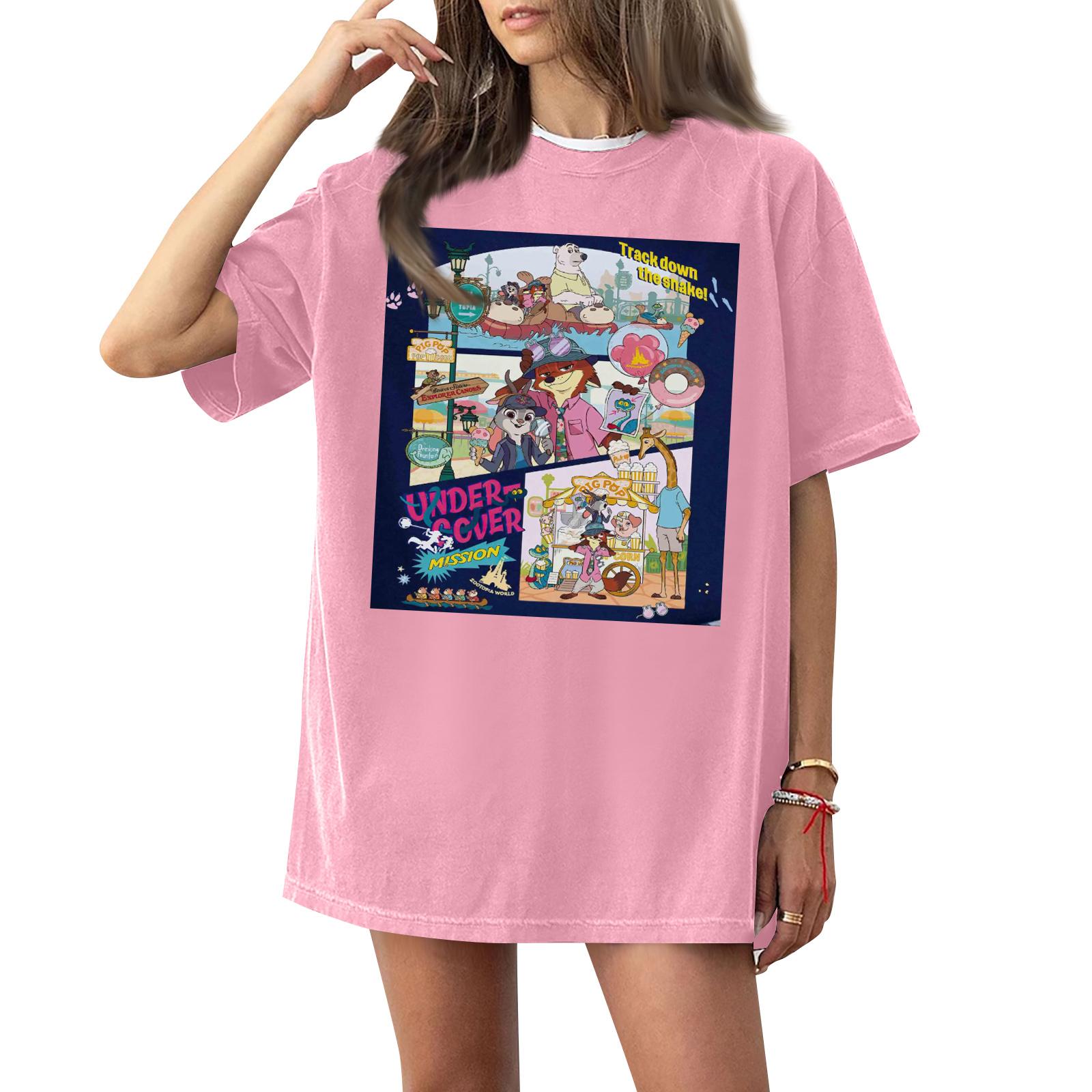 

Женская повседневная модная футболка с круглым вырезом, принтом и коротким рукавом M розовый