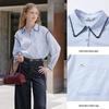 Xiangying Women's Embroidered French Lapel Long Sleeve Blouse