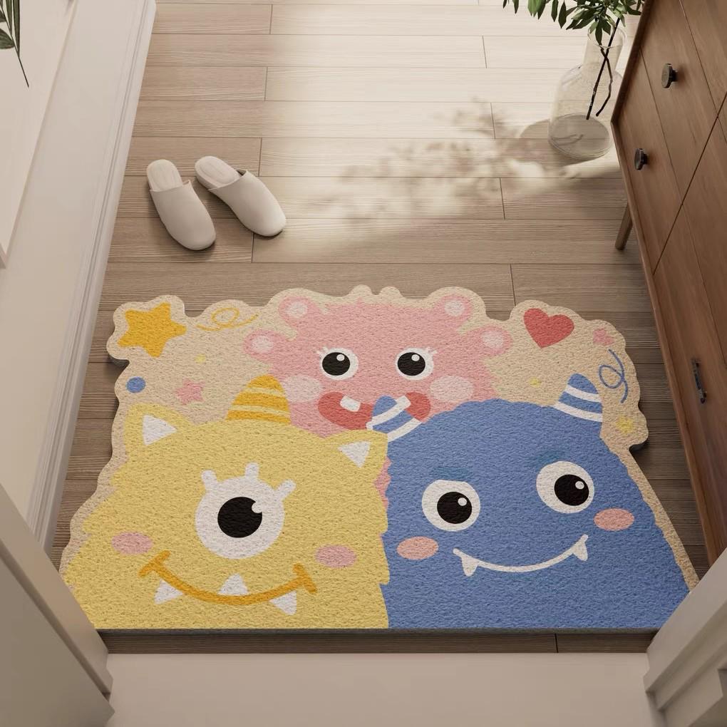 Cartoon Style Wear-Resistant Entrance Door Mat - Easy To Clean Silk Loop for Scraping Mud and Wiping Shoes.