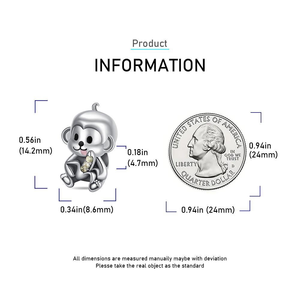 Creative Copper Cute Cartoon Holding Banana Monkey Charm Fit Diy Bracele Women'S Zoo Play Jewelry Accessories