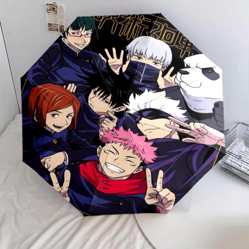 1PC Jujutsu Kaisen Characters Automatic Umbrella - Suitable Travel Outdoor Portable Umbrella Birthday Gift Daily Essentials