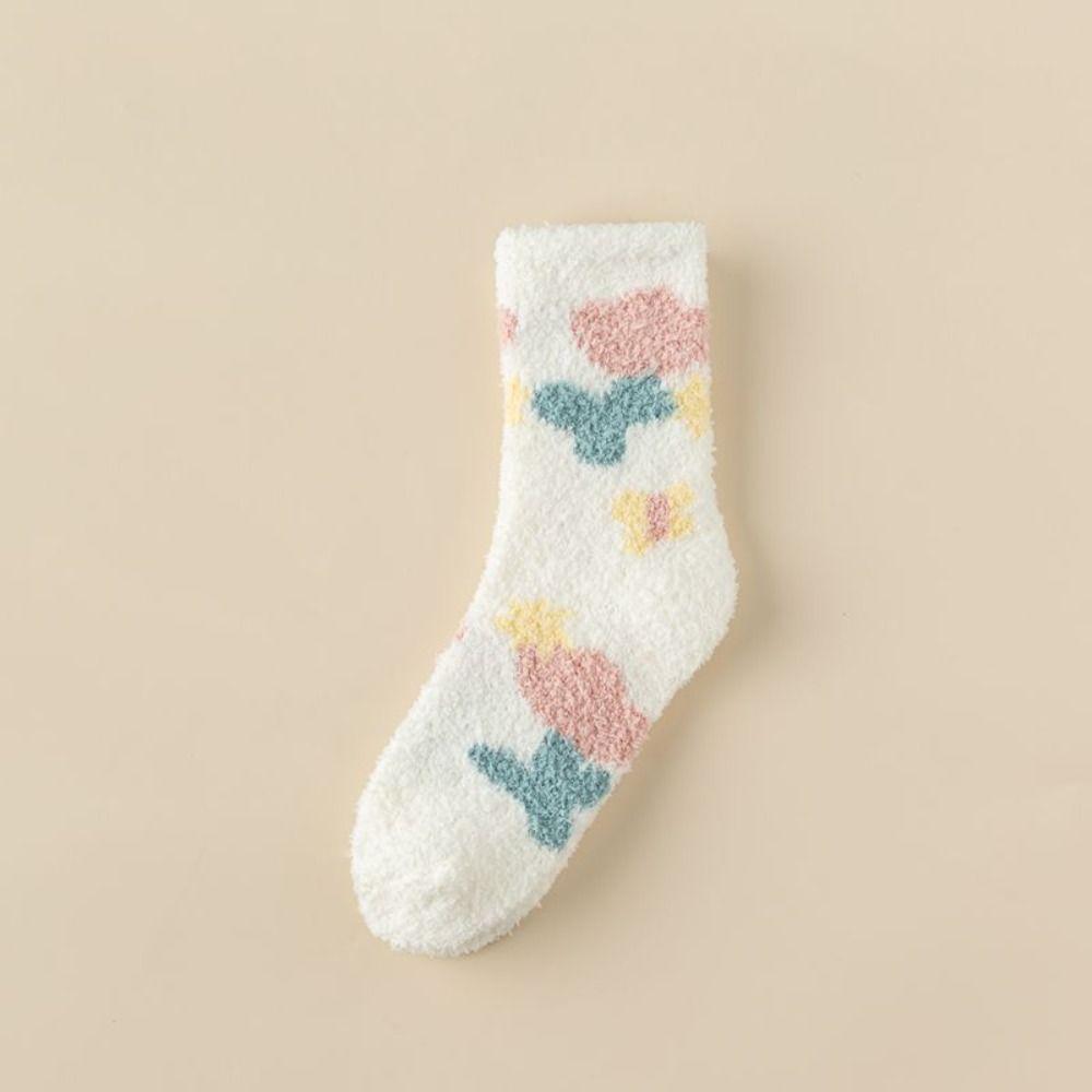Warm Cotton Socks Winter Floor Socks Sleep Socks Coral Velvet Socks  Women