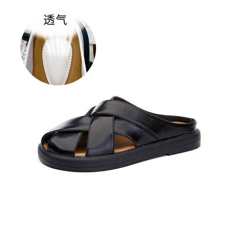 

Новые тапочки Баотоу женские летние повседневные плоские пляжные полушлепки женские модные универсальные сандалии уличная женская обувь 40 чёрный