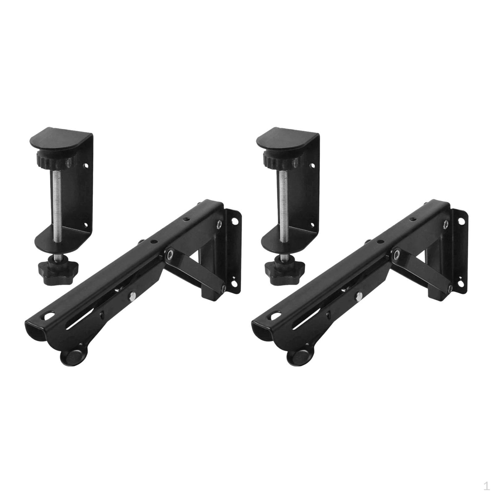2Pcs Foldable Brackets for under Desk Keyboard Tray, Adjustable Desktop Shelf with Clamp Office