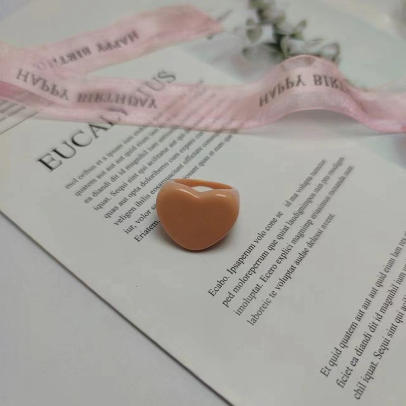 Jewelry Heart Female Sticky Accessories Ring Fashion Exaggerated Cute Index Finger Ring Japanese and Korean Jewelry